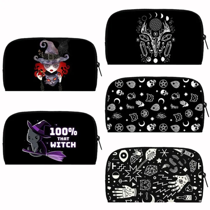 Witch Wallet Women Wallets Witchcraft Skull Cute Black Cat Harajuku Purses Credit Card Phone Holders Bag Long Gift