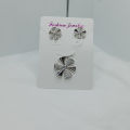 Crystal Flower-Shaped Locket with Earrings- Artificial Flower Jewelry Set for Girls and Women. 