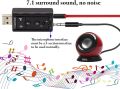 USB 2.0 7.1-Channel Virtual USB 3D Stereo Audio Adapter External Sound Card with 3.5 mm Audio and Microphone Ports, Internal Amplifier and Volume Controls. 