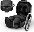 【ONLY CASE】 ARMICO【with Anti-Drop Lock】for Samsung Galaxy Buds 2 Pro/Buds Pro/Buds Live/Buds 2 Case Cover/Galaxy Buds FE (2023, Military Carbon Fiber Pattern case with Keychain/Zipper. 