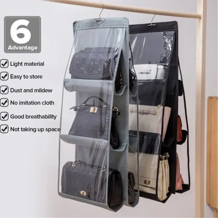 Dust-proof,%20smaller%20in%20size%20bag%20organizer%20with%206%20pockets%20for%20handbags%20and%20an%20attached%20hook%20-%20Image%204