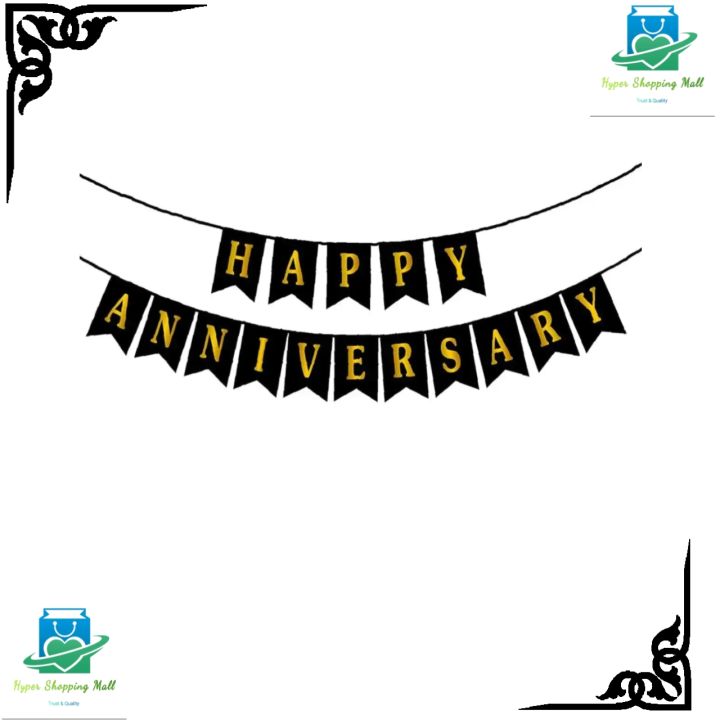 16 Pcs Happy Anniversary Banner Decoration Banner - Banner for Home Bedroom Decorations 1 Happy Anniversary Black Paper Card Bunting