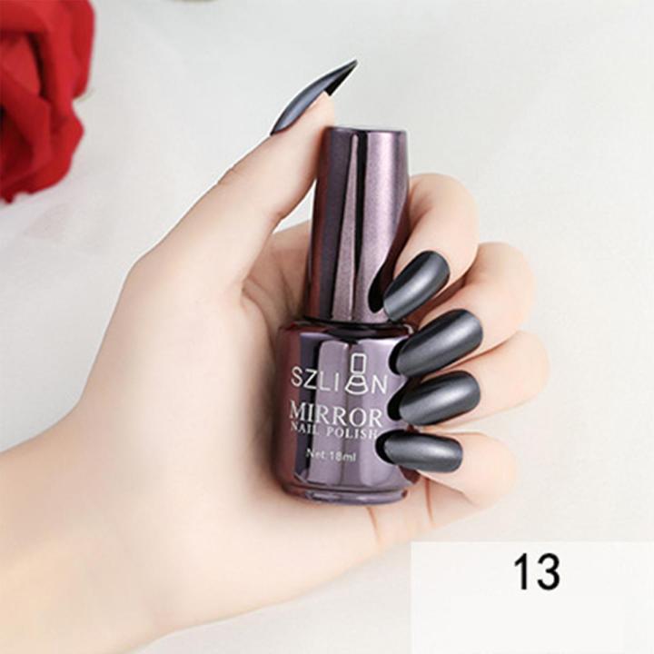 18ml Lasting Solid Color Metallic Mirror Effect Nail Art Polish Varnish Decor