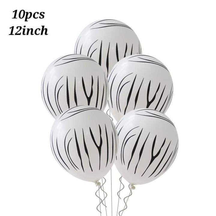 Pack of 10Pcs White Zebra Print Latex Balloons For Jungle / Safari / Wild One Theme Birthday Party Decoration and Celebration
