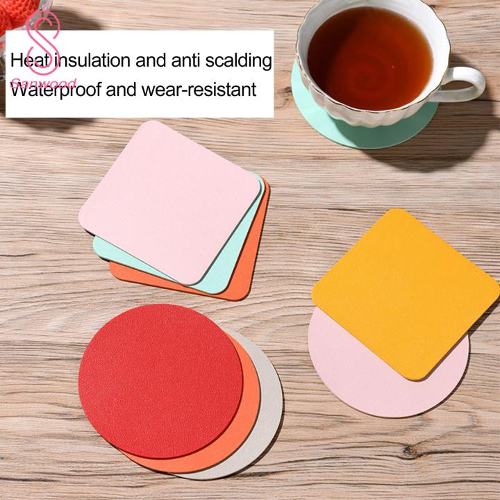Round Cup Mat Colorful Durable Non-slip Placemats Coasters for Dining Table Round Square Cup Mats Mug Pads less Than Waterproof Placemat