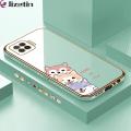 Jizetin (Free Lanyard) for OPPO F17 A73 2020 Back Cover Cute Dogs Luxury 6D Plating Case Side Pattern Soft Silicone Square Phone Cases. 