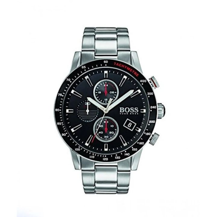 Hugo Boss Men’s Chronograph Quartz Stainless Steel Black Dial 44mm Watch 1513509 Stainless Steel Wrist Watch For Men