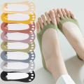 Women's Summer Super Thin Open Toe Cotton Invisible Ice Silk Socks/ Elastic Comfortable Wear-resistant Toes Five-finger Boat Socks. 