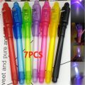 7pcs Funny Safety Colorful Invisible Magic Pencil UV Light Pen Invisible Writing Secret Fluorescent Pen. 