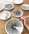 Creative Terracotta Glazed Round Ceramic Painting Plates 10 Pieces Full Box (Product of Denmark). 