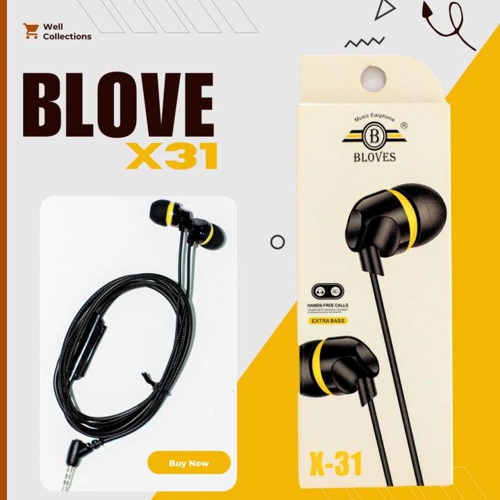 Blove X-31 | In-Ear Headphones Compatible with Android and Windows wired headsets | 3.5 mm Connector | Handfree In Black Colour