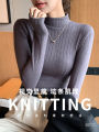 Knitwear Bottoming Shirt for Women Autumn and Winter New Western Style Inner Wear Mock Neck Sweater Slim-Fit Long-Sleeved Mid-Collar Warm Top. 