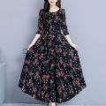 Women Floral Beach Dress Long Sleeve Casual Party Vintage Boho Maxi Dress. 