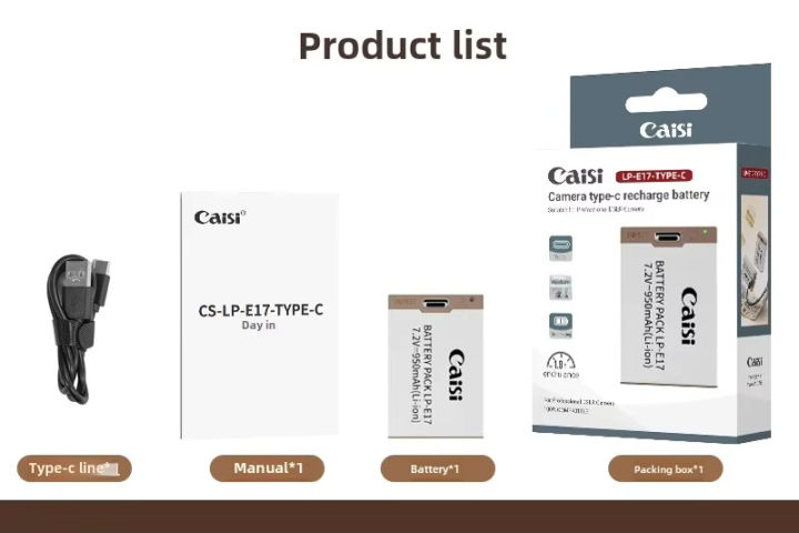 1%20Piece%20Caisi%20Battery%20Canon%20LP-E17%20with%20C%20type%20Charging%20Port%20(950mah)%20-%20Image%205