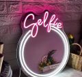 Selfie Mirror with Neon Light. 