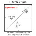 Hitech-Vision Tripod Stand Projector Screen -  Matt White 100"  1:1 ( 6 ft x 6 ft ). 