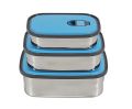 Stainless Steel Rectangular Lunch Box with 3 Containers, Leak-Proof, Available in S-M-L Sizes. 