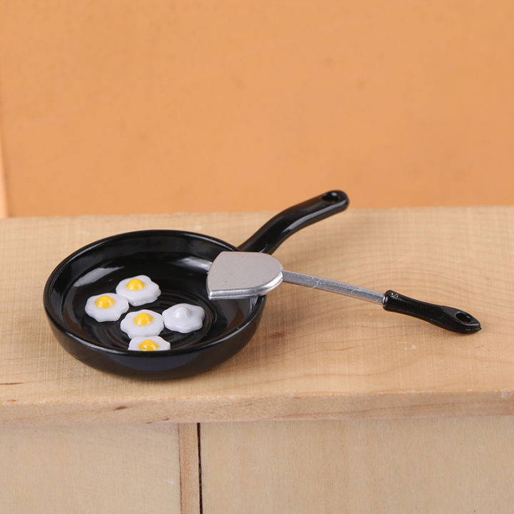 1/12 Dollhouse Fried Egg Frying Pan Set Dollhouse Mini Kitchen Accessories ZH