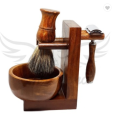 Men's Shaving Set,4 in 1 Synthetic Hair Shaving Brush With Solid Wood Handle Shaving Bowl And Shaving Stand Kit Perfect for Men Gift. 
