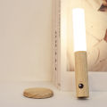 LED Wood Night Light PIR Motion Sensor Magnetic Wall Lamp USB Rechargeable Lights Home Staircase Bedroom Lamp Bedside Lighting. 