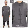 Charcoal Grey Men's Kameez Shalwar with Waistcoat (RJ-KSW127). 