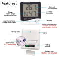 HTC-2 & HTC-1 Digital LCD Temperature & Humidity Meter | Indoor Outdoor Thermometer Hygrometer Weather Station Alarm Clock for Room, Baby Room, Greenhouse, Egg Incubator, Aquarium, Fridge. 