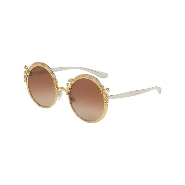 Dolce & Gabbana Cuore Sacro Collection Round Metal Gold/Red Frame Purple Gradient Lenses-DG2211-02/8H-53