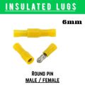 Round Male Female Insulated lugs,  thimble, control thimbles, Cable lugs, wire Terminals, Round Male Female Pair. Sizes. 4 to 6mm.. 