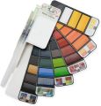 InstaOrder - Pack Of 33 - Solid Water Colors - Pigment Rich Vibrant Colors - Foldable Packing - Detachable Spong With Refilable Water Brush - For Artist Painting And Designing. 