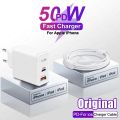 Original 50W USB C Super Fast Charger For Apple iPhone 11 13 12 Mini 14 Pro Max X XS XR 8 7 Plus Type C Lightning Charging Cable. 