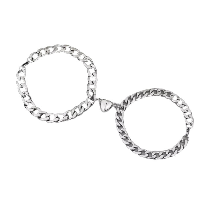 2Pcs/Set Heart Magnetic Couple Bracelets for Lovers- Broken heart Stainless Steel   bracelet for couples- Heart magnetic bracelet for girls and boys