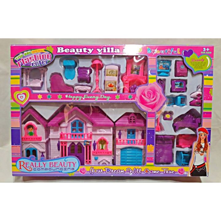Big Doll House Beauty Villa Set For Kids, Lovely Doll House For Girls, Doll Play House Best For Gifts