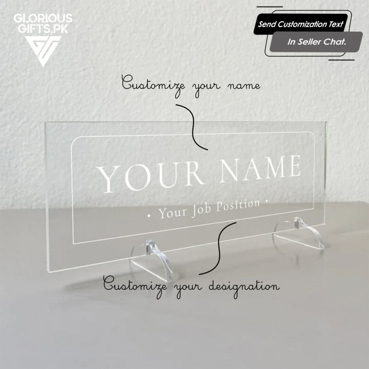 Custom Acrylic Desk Nameplate, Tabletop Decoration, Transparent Acrylic, Office Desk Decoration GT011