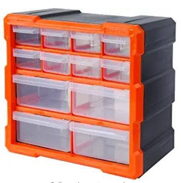 Cabinet 12 Plastic Drawer multi uses Box for DIY Tool Bits Plastic Storage Units Workshop Screws and Small Parts