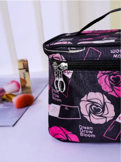 Women%20Makeup%20Bag%20Flower%20&%20Lipstick%20Print%20Zipper%20Cosmetic%20Organizer%20-%20Image%205