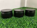 25gram Pack of 3 Premium Empty Black Color Cosmetic Pet Jar with Black cap and Silver Streak. 