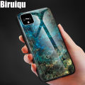 Biruiqu For Google Pixel 4 / Google Pixel 4XL Shockproof Fashion Marble Tempered Glass Back Case Cover. 