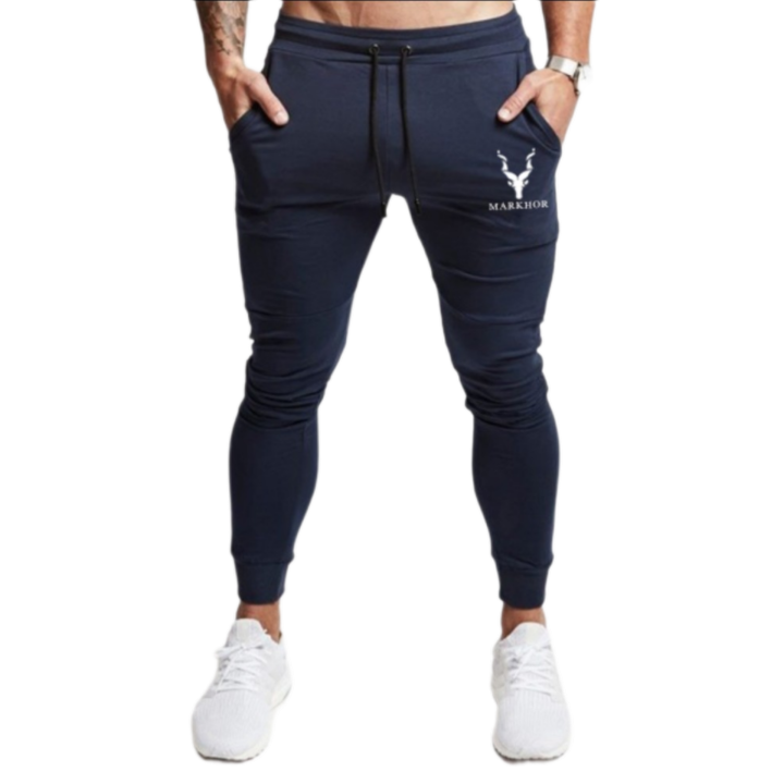 Mens style Blue markhor printed trousers for daily use, Gym,Sport