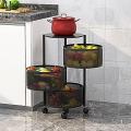 Kitchen Storage Rack-Rotating Vegetable Rack Floor-Standing Multi-Layer Kitchen Storage Rack, Household Storage Shelf for Kitchen Living Room Toilet. 
