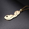 Mom Dad Baby Pendant Mother Day Necklace Gold Color Stainless Steel Chain Jewelry For Women Wife Maternal Family Charm Love Gift. 