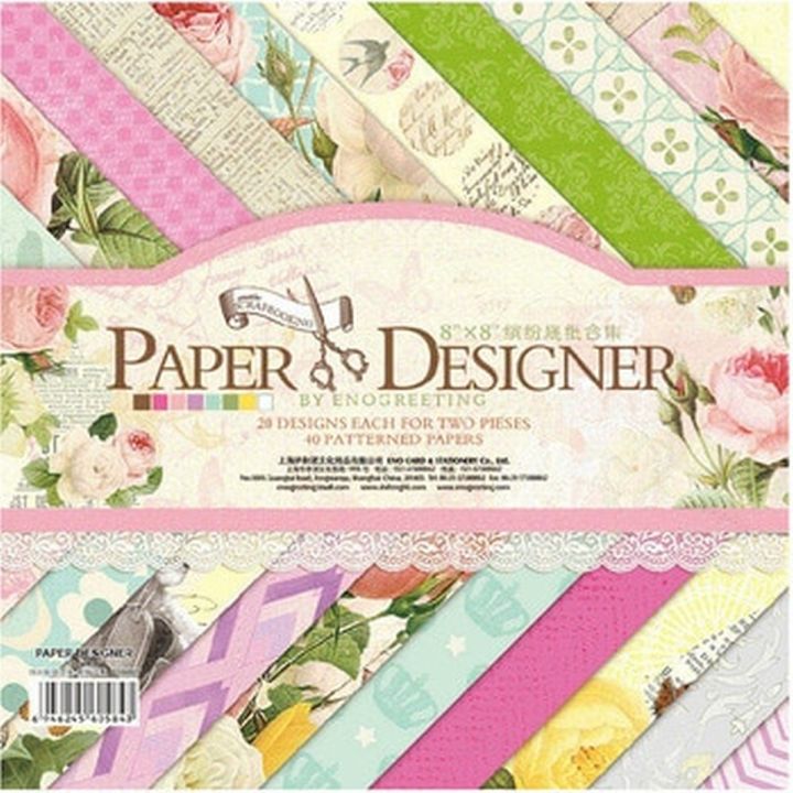 Design #DSM007, 8x8inch 40sheets printed patterns scrapbook paper origami paper DIY gift Card Making Handmade Home deco Pattern paper Flower Paper Pack