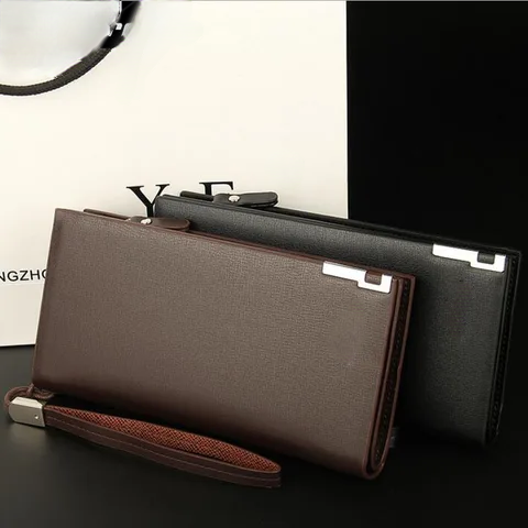 Baellerry Long Wallet For Men Slim Money Mobile Men Leather Wallet Card Holder