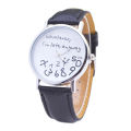 Women Whatever Im Late Anyway Letter Round Dial Faux Leather Strap Quartz Watch. 
