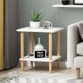 Side Table, Coffee Table, Side Table, Side Table, Wooden Bedside, 2 Tier Coffee Tables, with Storage Shelf, Square for Living Room, Office, Bedroom. 