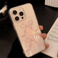 Cute Sweet Girl Pink Bow Phone Case For iPhone 16 15 14 13 12 11 Pro Max X XS XR 7 8 Plus Clear Soft Silicone Shockproof Cover. 