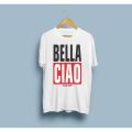 Grey Cotton Bella Ciao Half-Sleeves O-Neck T-Shirt For Men. 