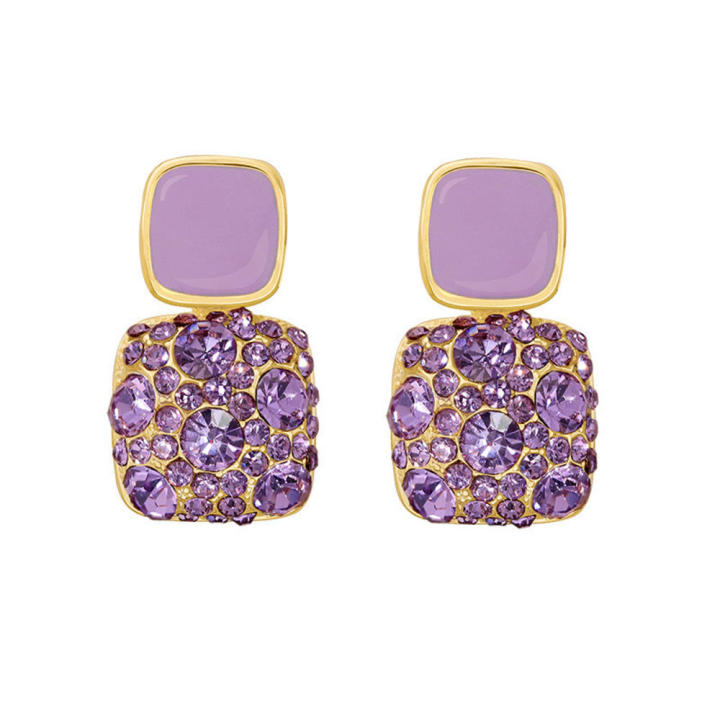 Alloy Vintage earrings Elegant 2.5 * 1.4cm Purple/Black/White Square earrings Personalized earrings for Party Casual wear Gift option Daily wear Women's accessories