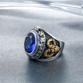 vintage Masonic ring black gemstone Freemason men jewelry titanium ring. 