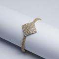 Elegant Square-Headed Golden Alloy Bracelet with Silver Pearls -19 cm. Bracelet for girls. Bracelet for womens. Fashion.. 