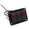 3 Gang Switch Board, Light Weight PP DC12V 24V IP65 3 Gang Switch Panel for Boat for Car. 